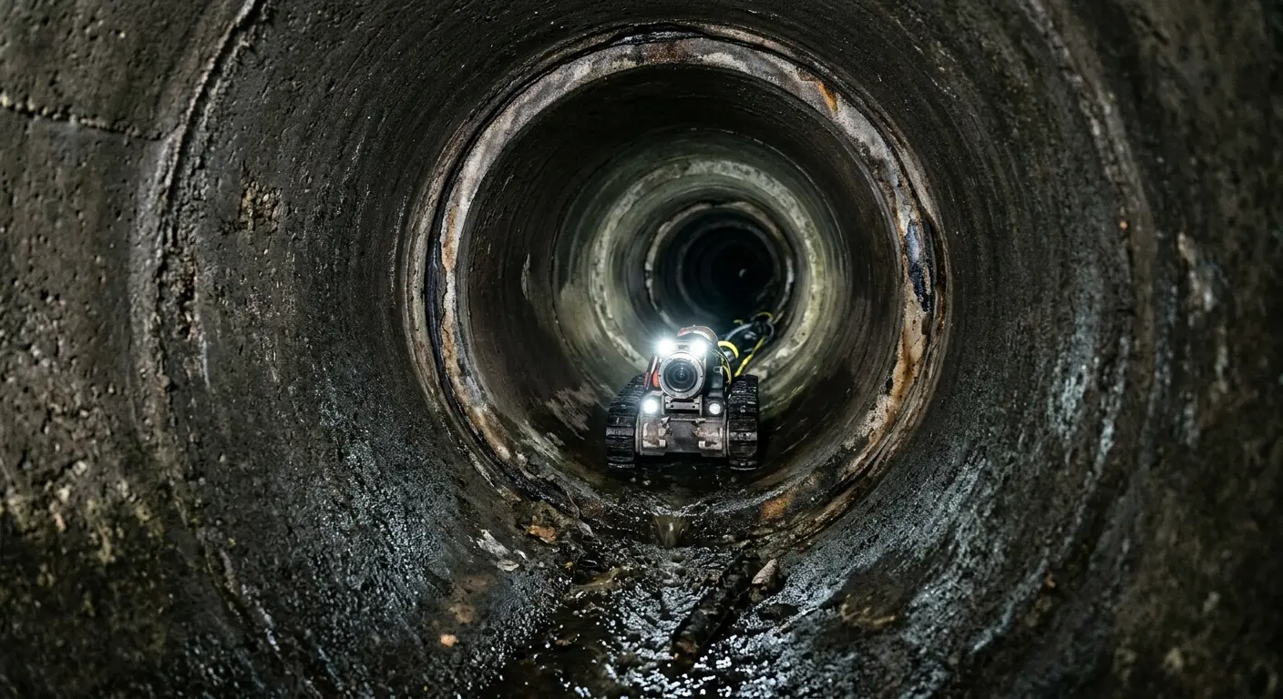 Robotic sewer camera inspecting pipe interior for Sewer Line Repair in Maple Heights